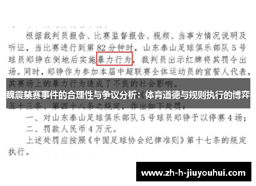 魏震禁赛事件的合理性与争议分析:体育道德与规则执行的博弈 魏震禁赛事件的合理性与争议分析:体育道德与规则执行的博弈